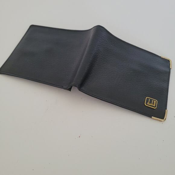 Dunhill Designer Mens Wallet Black Bifold Leather Folding Medium Logo Vintage - Picture 9 of 11